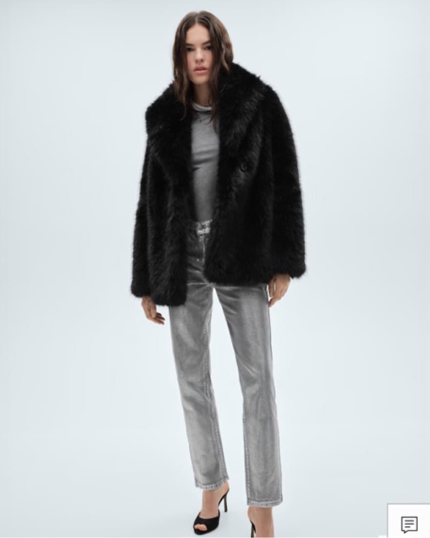 Mango Black Fur Coat - Image 1
