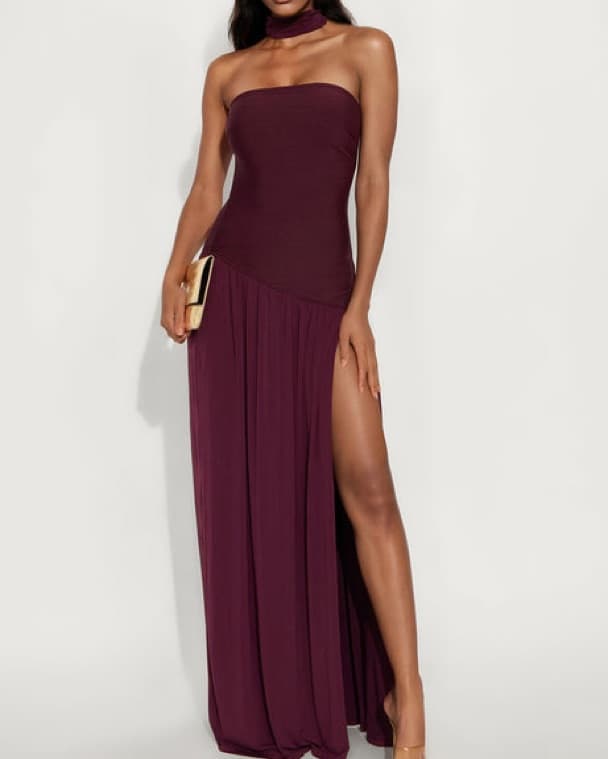 Amelia Drop Waist Bandage Gown - Plum - Image 1