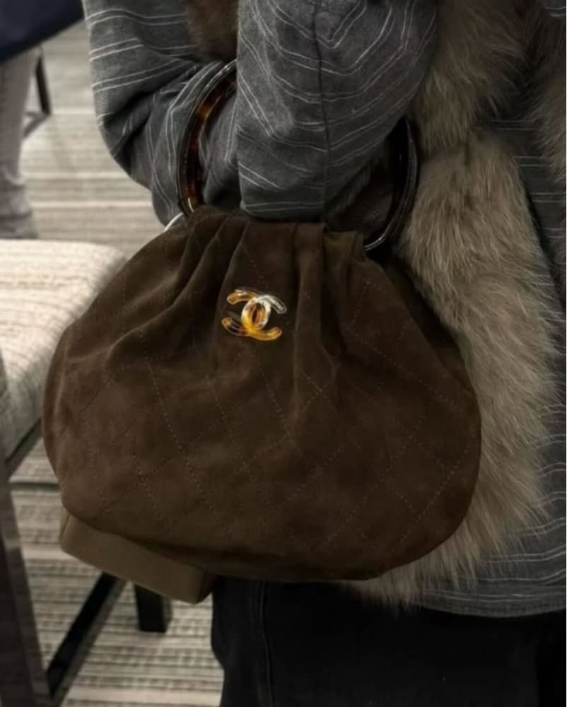 Chanel 26 Suede Brown Top Handle Bag - Image 2