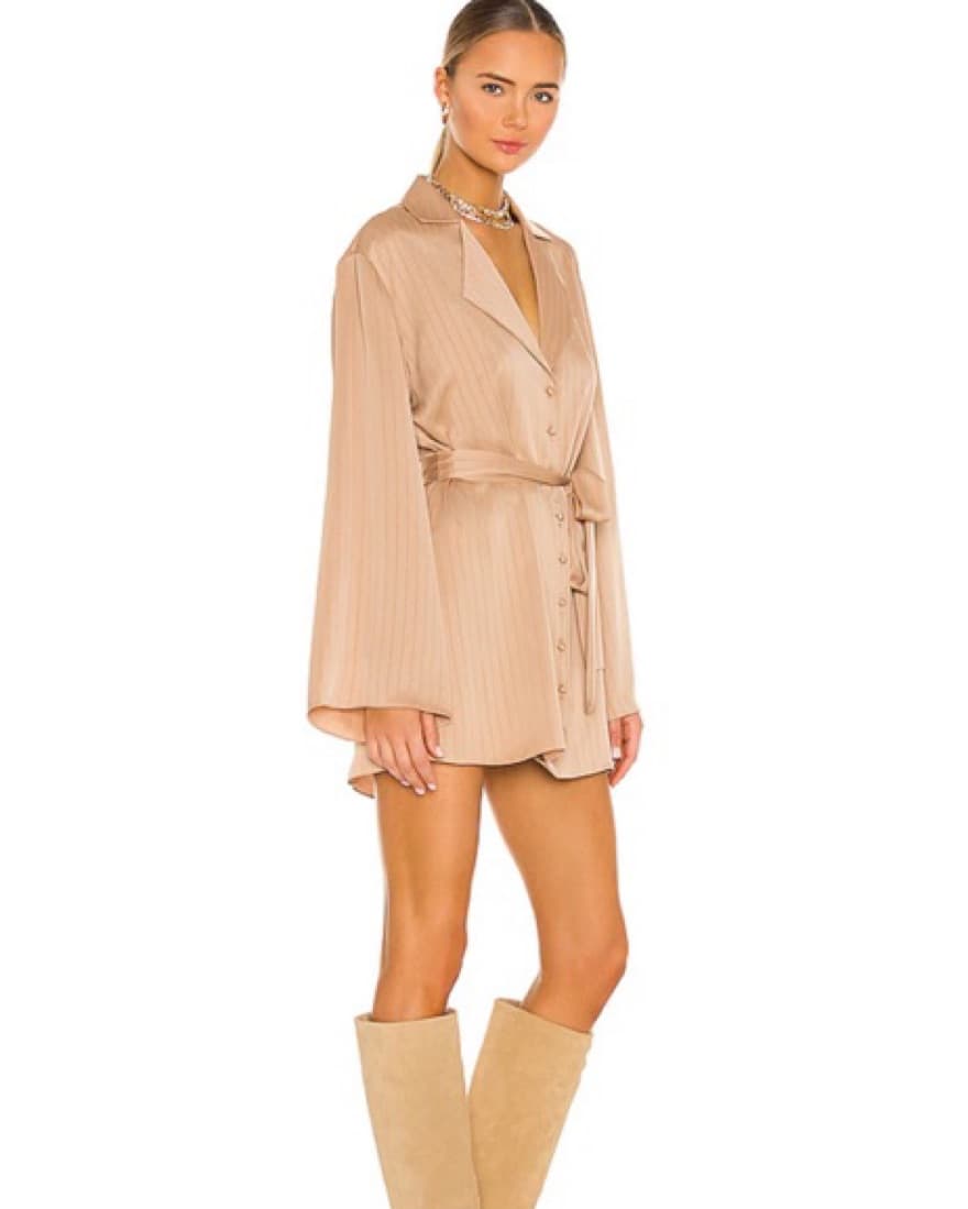 LPA Dress Shirt w Wast Tie In Champagne - Image 1