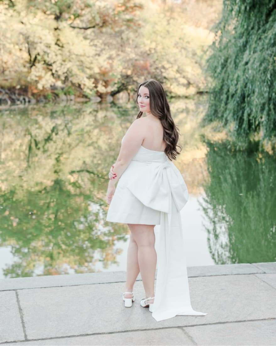 White Strapless Mini Dress With Bow  - Image 1