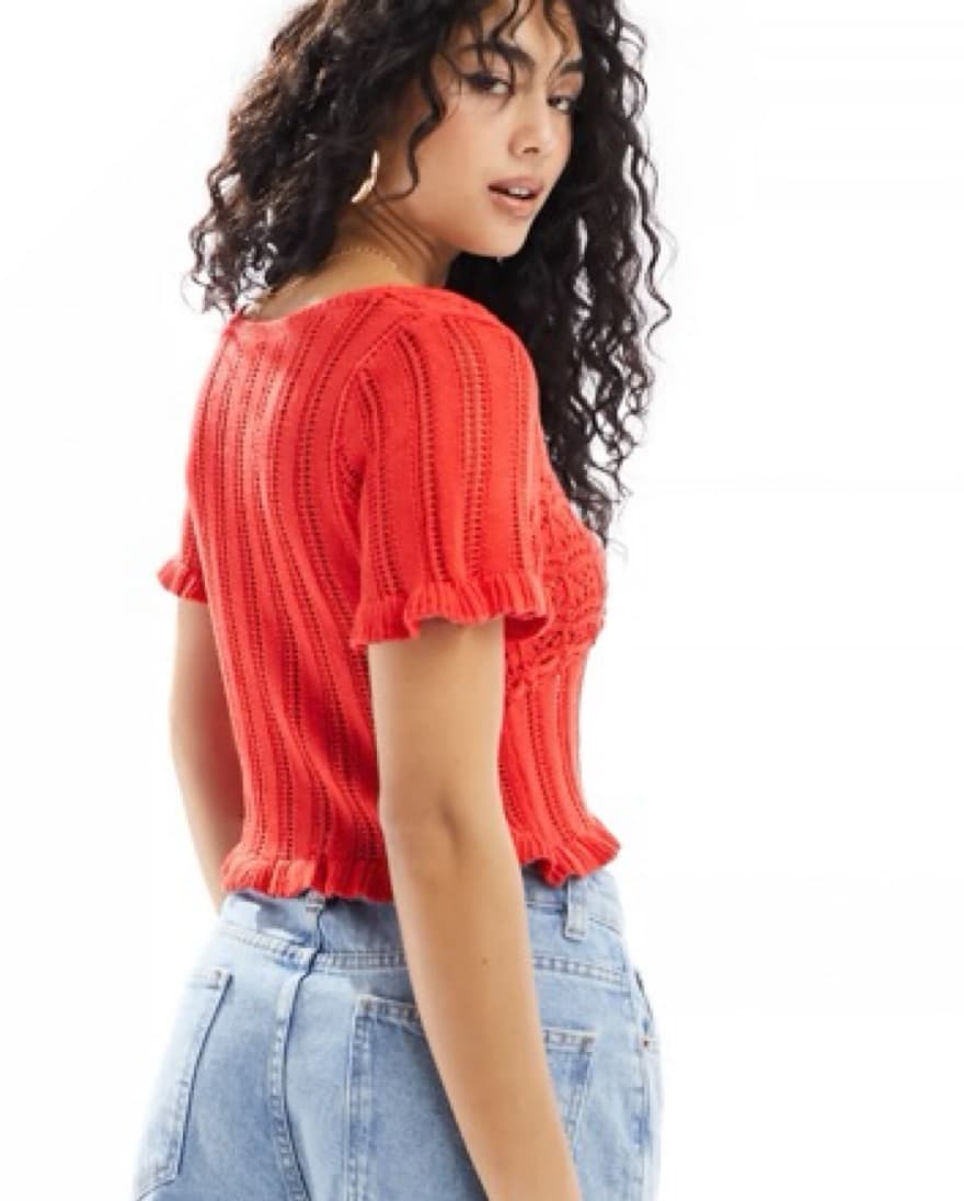 Vibrant Crochet Ruffled Crop Top - Image 2