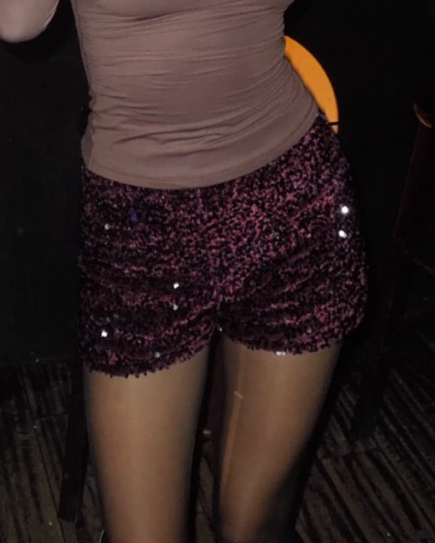 Burgundy Sparkly Shorts  - Image 3