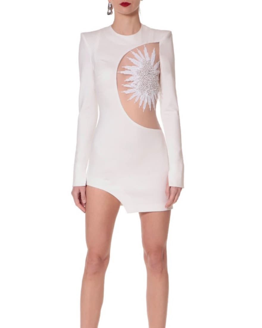Aggi Embellished White Dress - Image 1