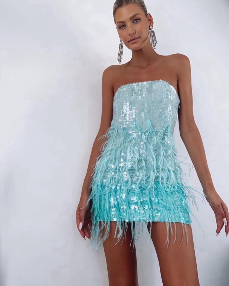Retrofete Anastasia Sequin Feather Dress - Image 5