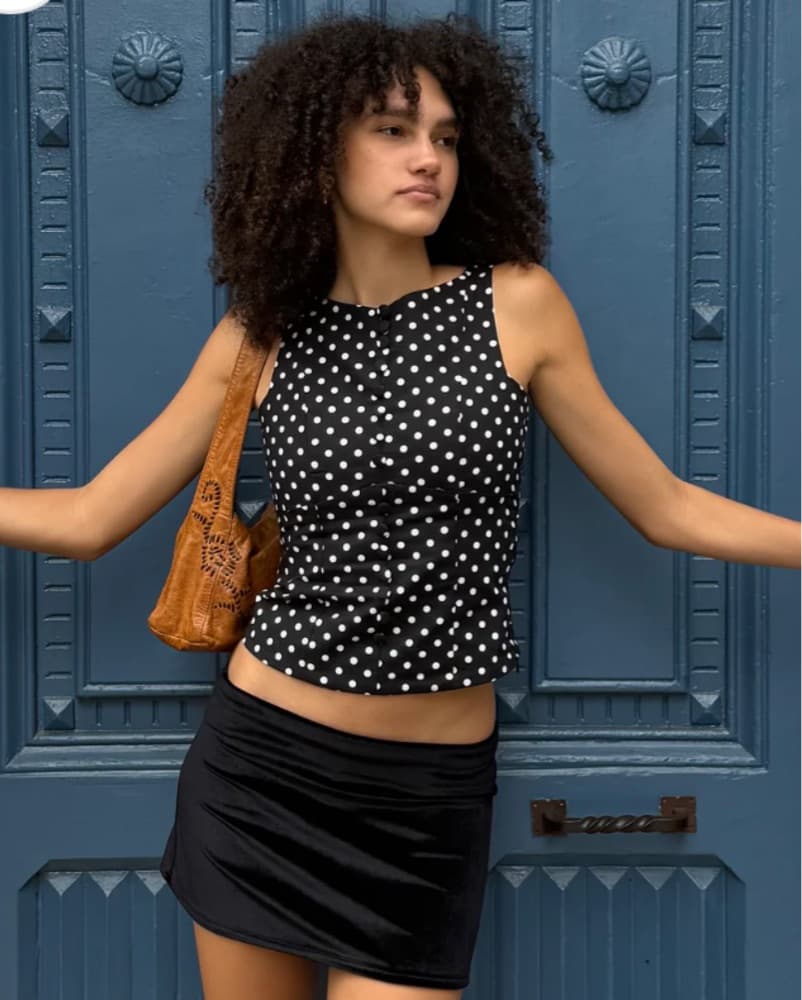 Heart Cut Out Polka Dot Top - Image 1