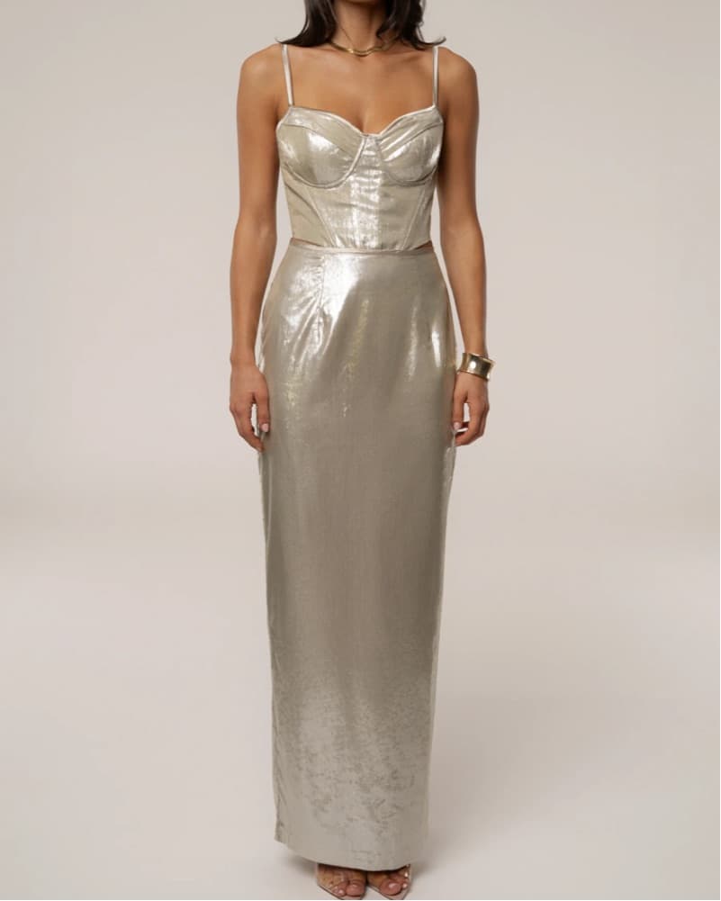 Luxurious Metallic Skirt Set - Image 2