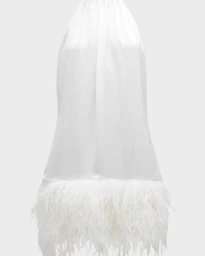 White Feather Halter Dress - Image 3