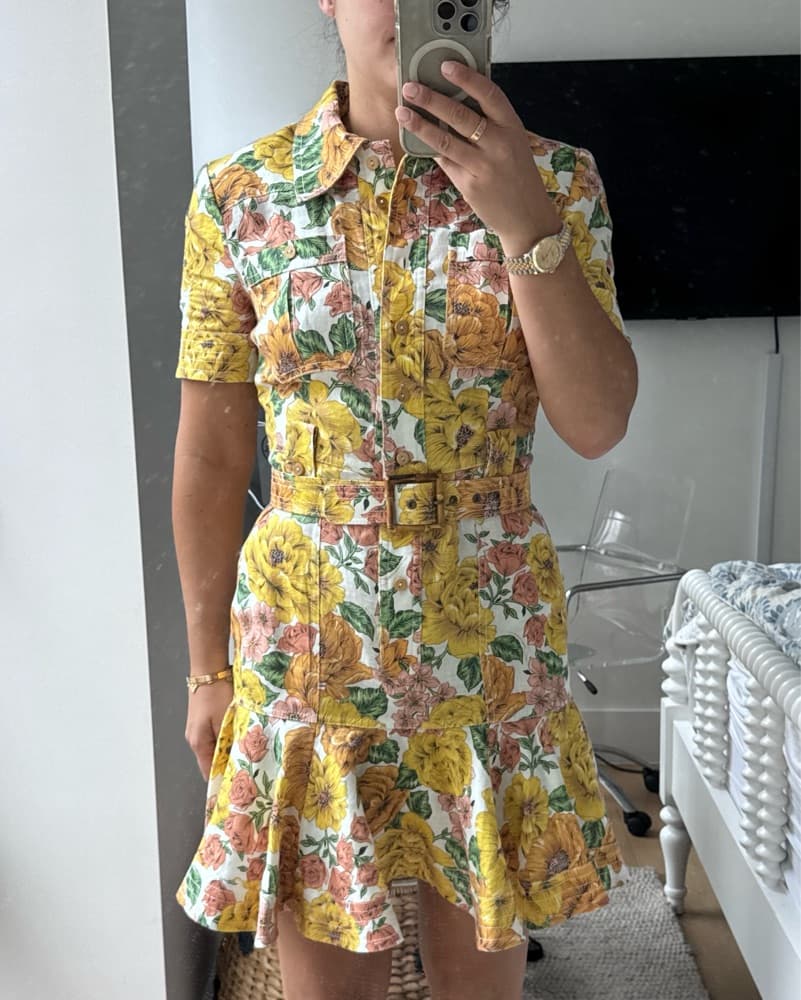 Vibrant Floral Belted Mini Dress - Image 1