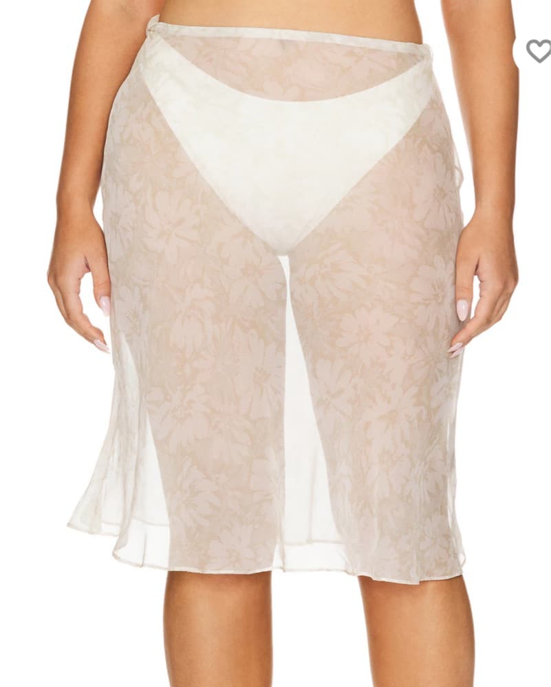 Chic Semi-Sheer Patterned Midi Skirt - Image 1