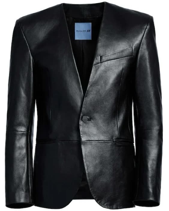 Rare Mugler X H&M Leather Blazer  - Image 3