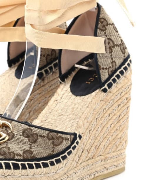Vintage Gucci Monogram Espadrille Wedges - Image 2
