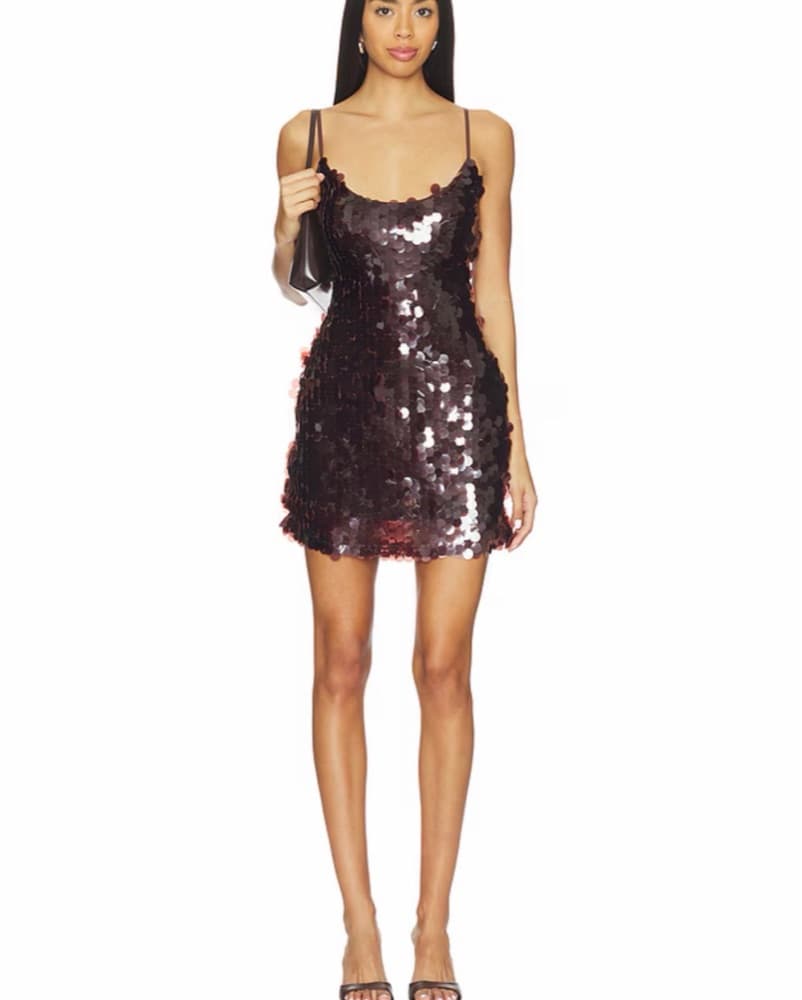 Brown Sequin Mini Dress - Image 1
