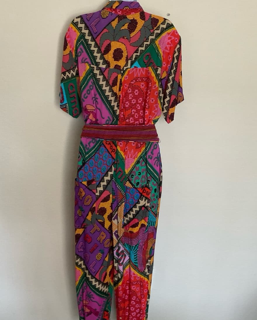 Farm Rio Dotted Patch Scarf Jumpsuit S - Image 3