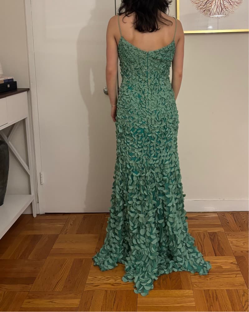 Green Floral Handmade Designer Maxidress - Image 2