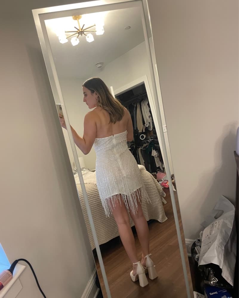 Elegant Fringe Embellished Mini Dress - Image 4