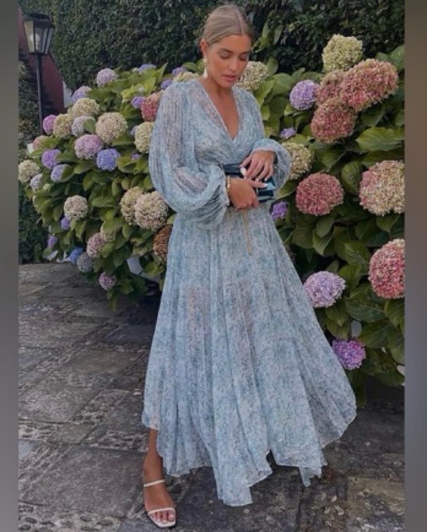 Acler Pleated Palms Dress Blue Floral - Image 2