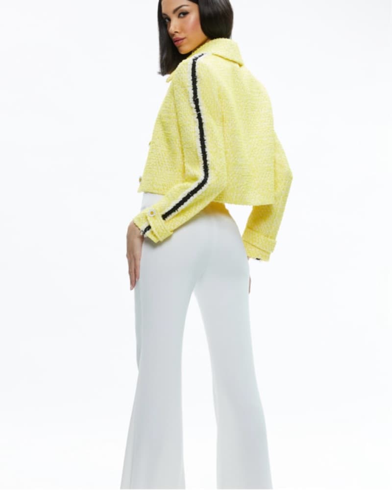 Alice + Olivia Yellow Tweed Crop Jacket - Image 2