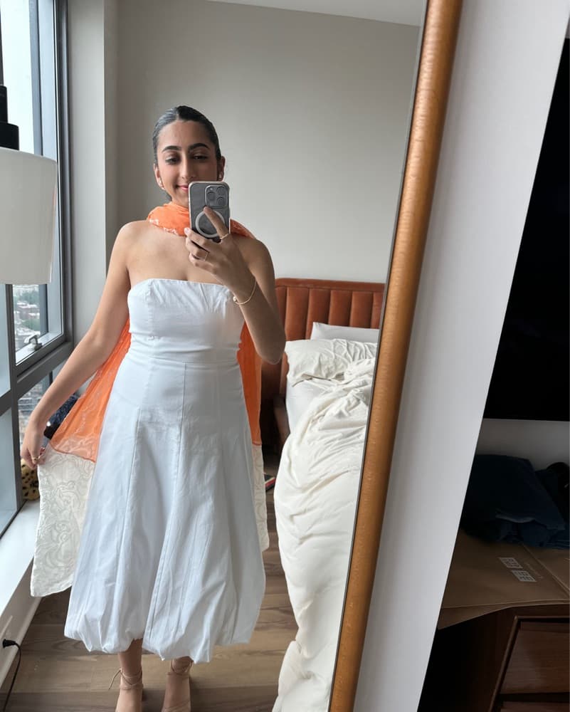 Aqua Strapless White Dress  - Image 1