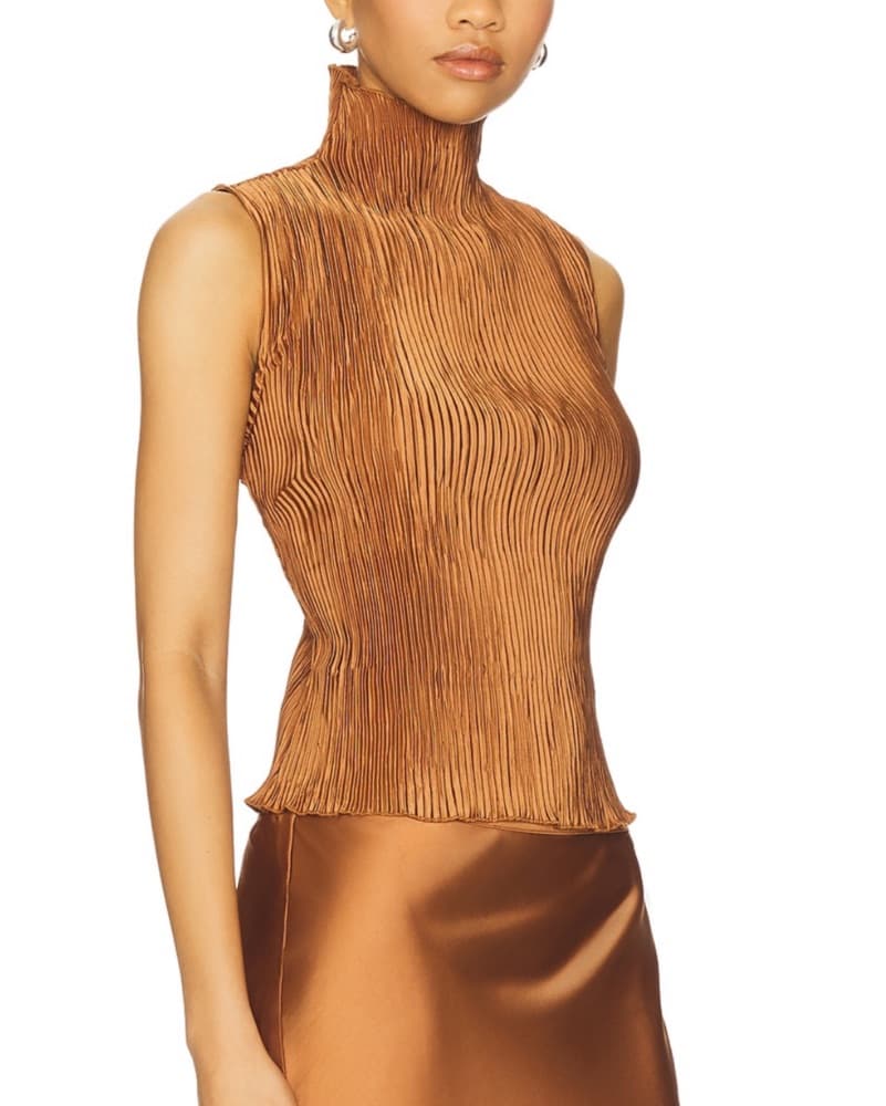 Pleated Metallic Blouse - Image 2