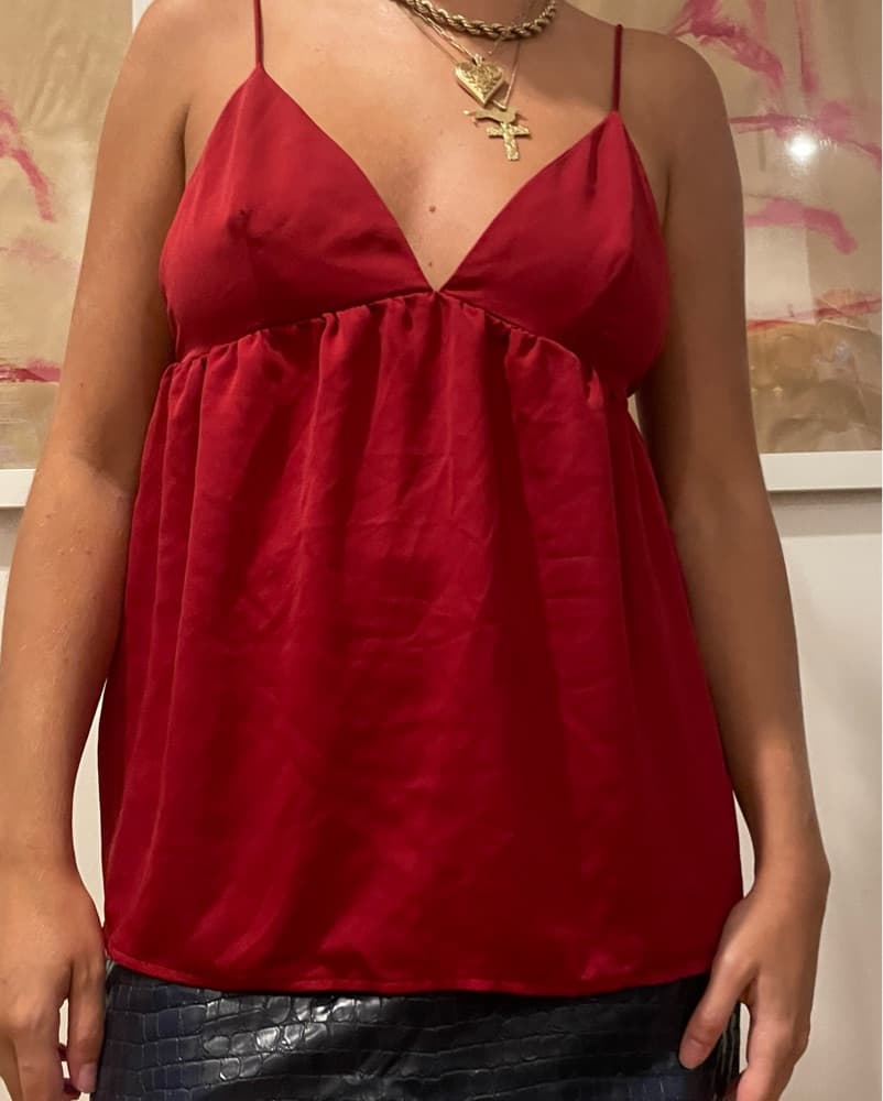 Red Silk Top  - Image 1