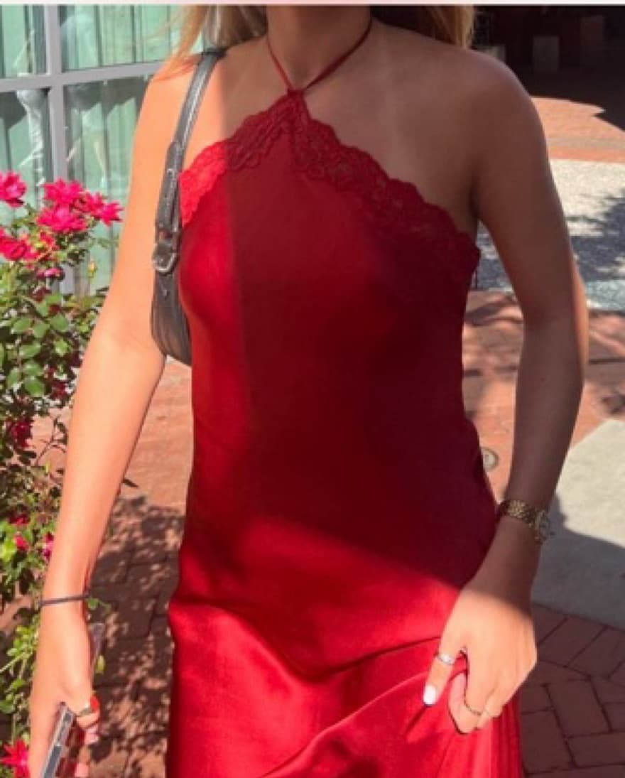 Reformation Red Halter Neck Maxi Dress - Image 3