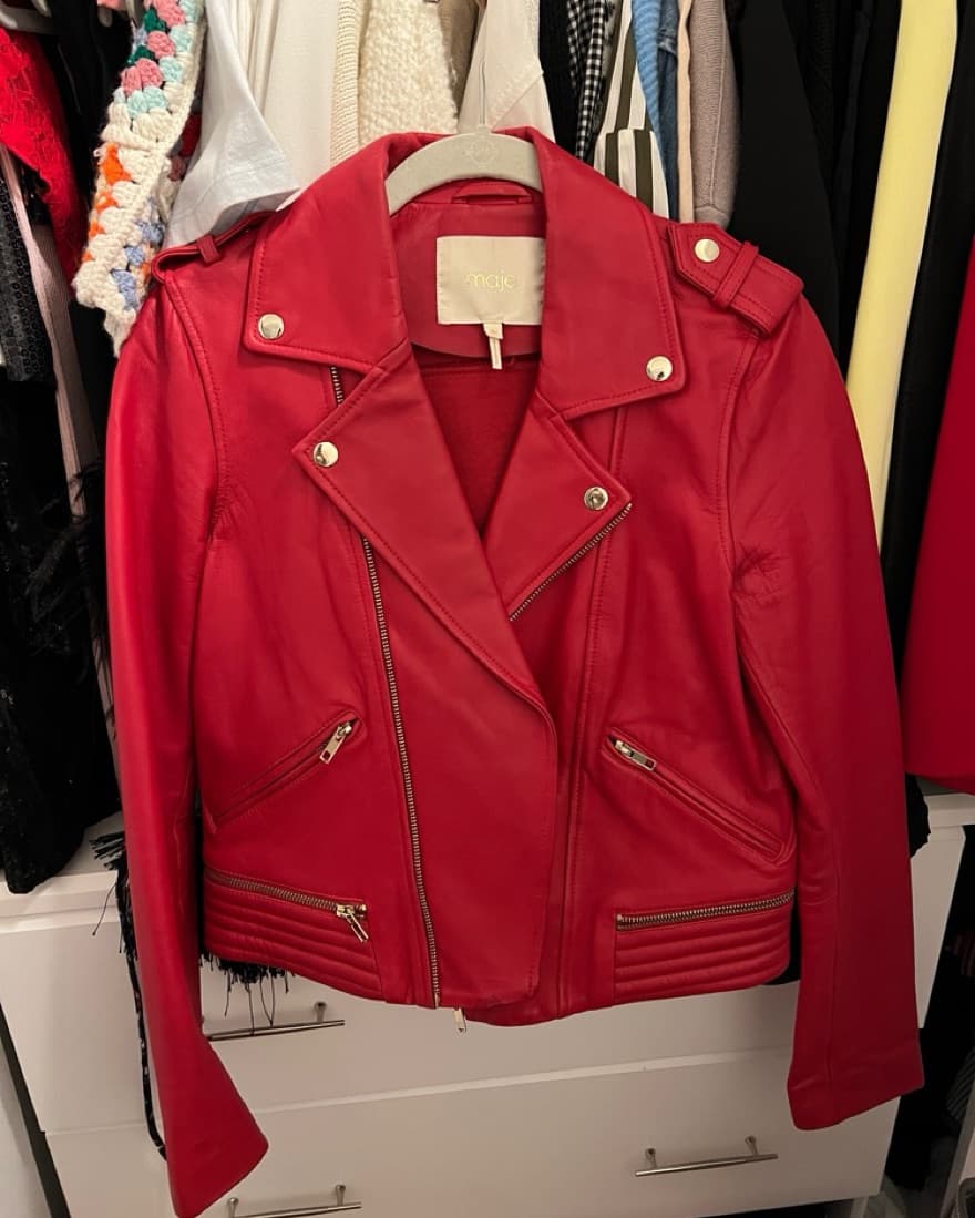 Maje Red Leather Jacket - Image 3