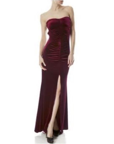 Velvet Strapless Gown - Open Back - Image 1