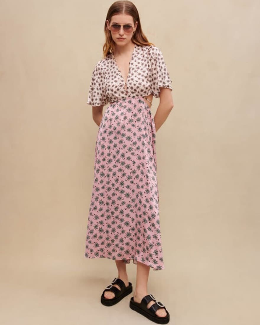 Maje Palm Tree Print Midi Print Dress  - Image 1