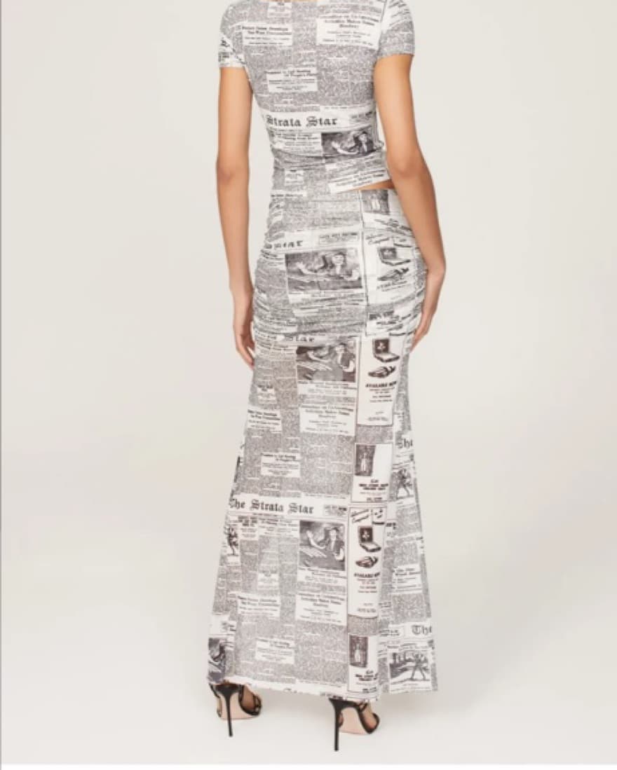 Ronny Kobo Newspaper Maxi Skirt - Image 2