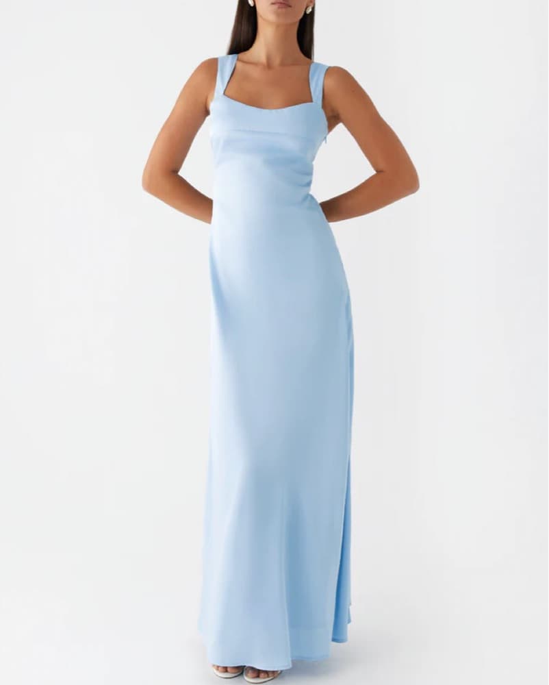 Peppermayo Odette Satin Maxi Dress Blue - Image 5
