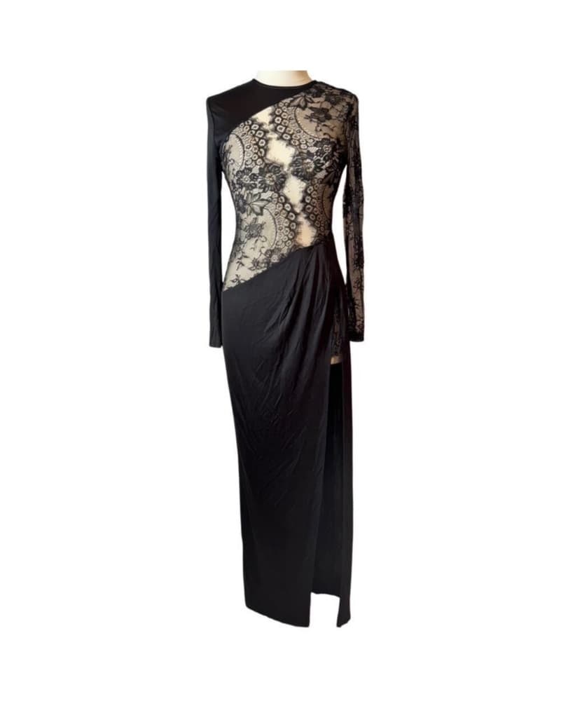 Michael Costello Black Lace Gown XS - Image 3