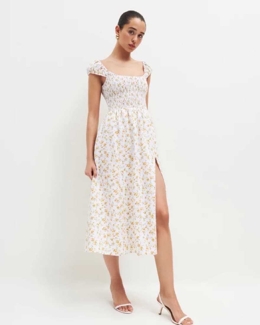 Reformation Tavi Linen Midi Dress - Image 2