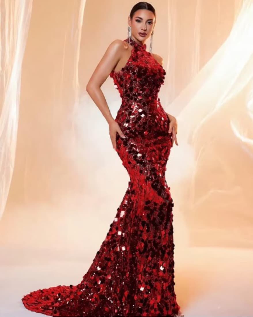 Red Rhinestone Gown (S)  - Image 2
