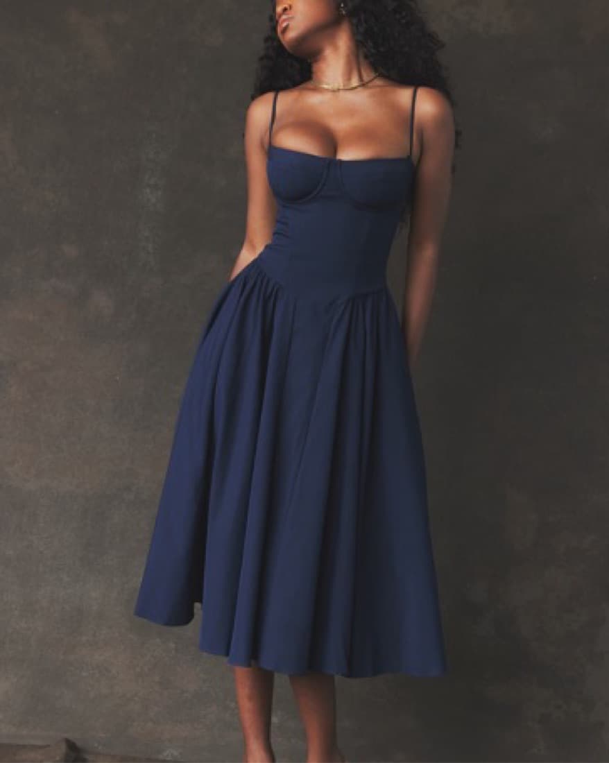 SAMARIA French Navy Corset Sundress - Image 1