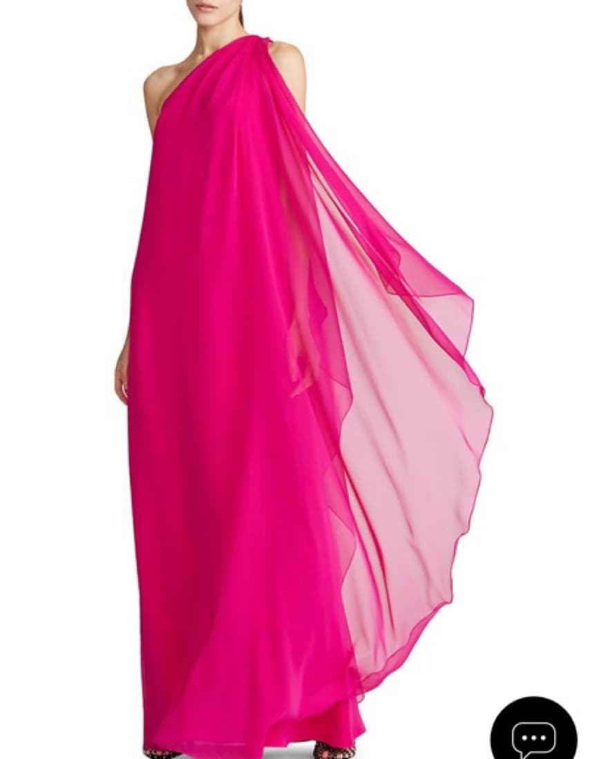 Halston Silk One-Shoulder Gown - Image 1