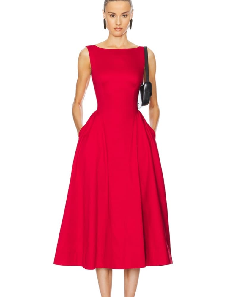 Helsa Stretch Cotton Sateen Midi - Image 4