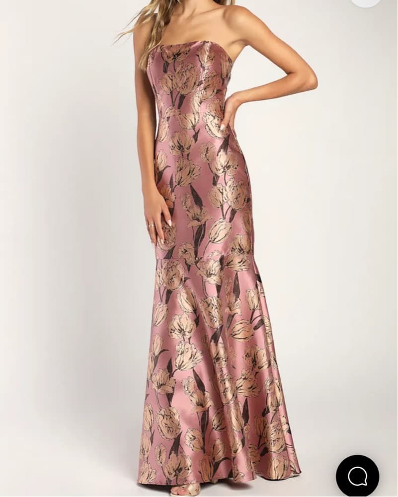 Jacquard Floral Mauve Maxi Dress - Image 2