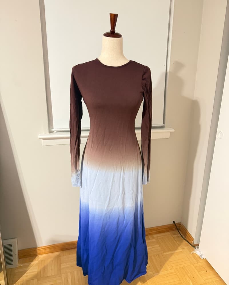 Solid & Stripped Maxi Dress  - Image 2