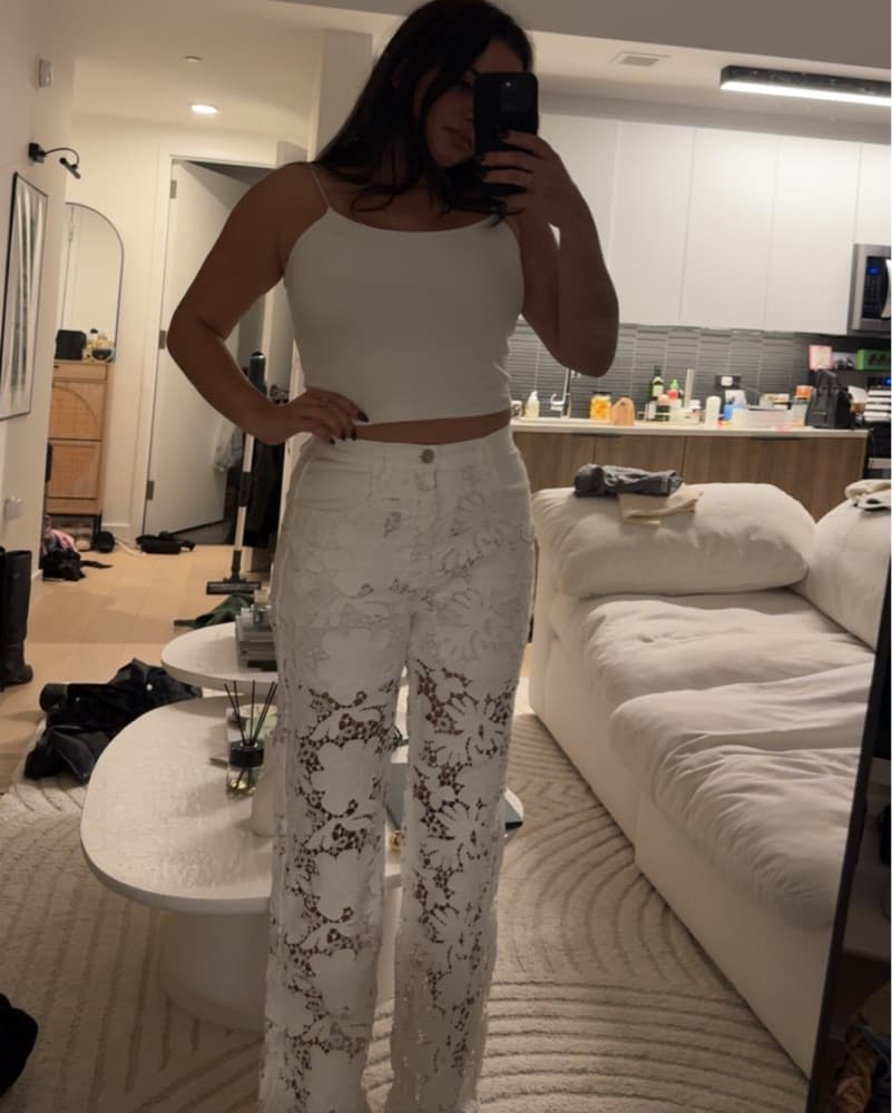 High Rise White Lace Jeans - Image 4