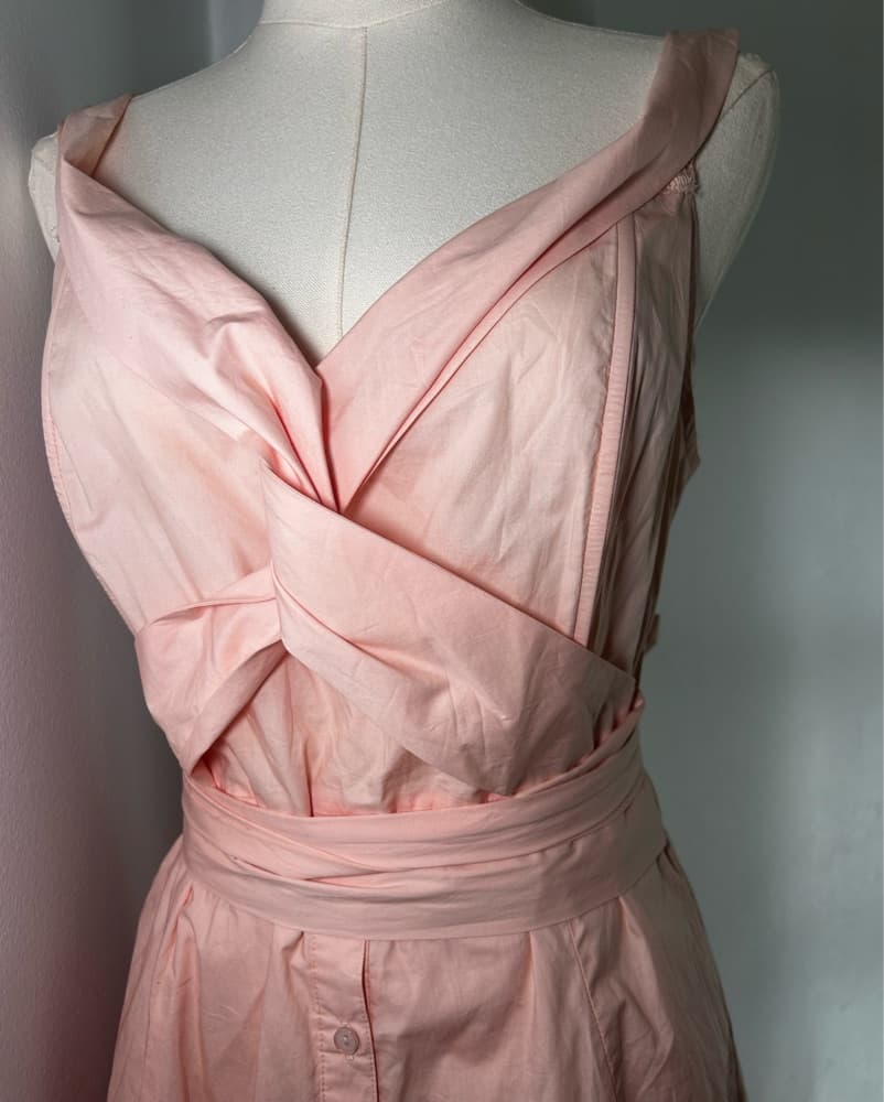 Pink Bow Tie Designer Dress - Image 3