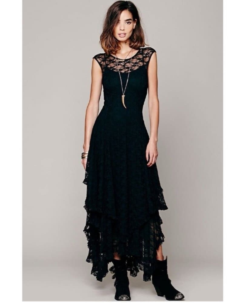 Free People Black Lace Layered Dress - Image 6