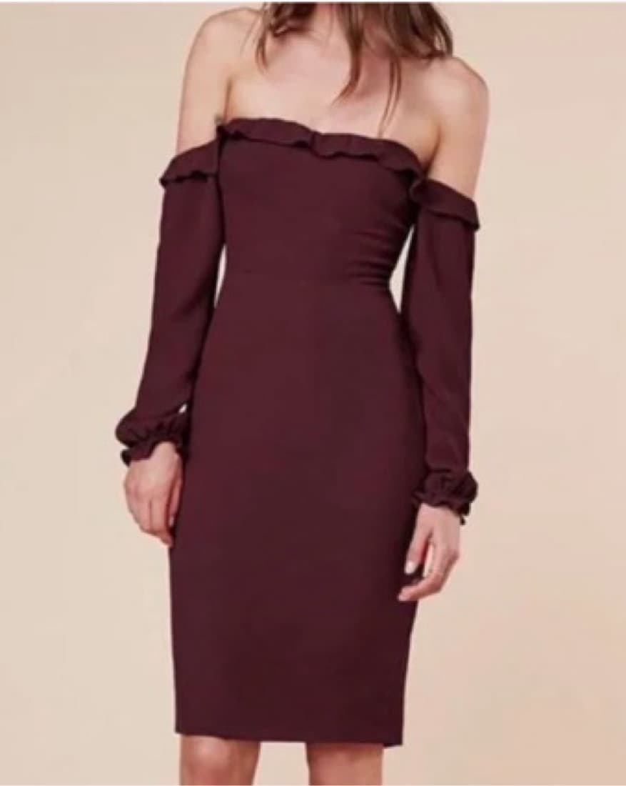Garnet Off Shoulder Reformation Dress - Image 4
