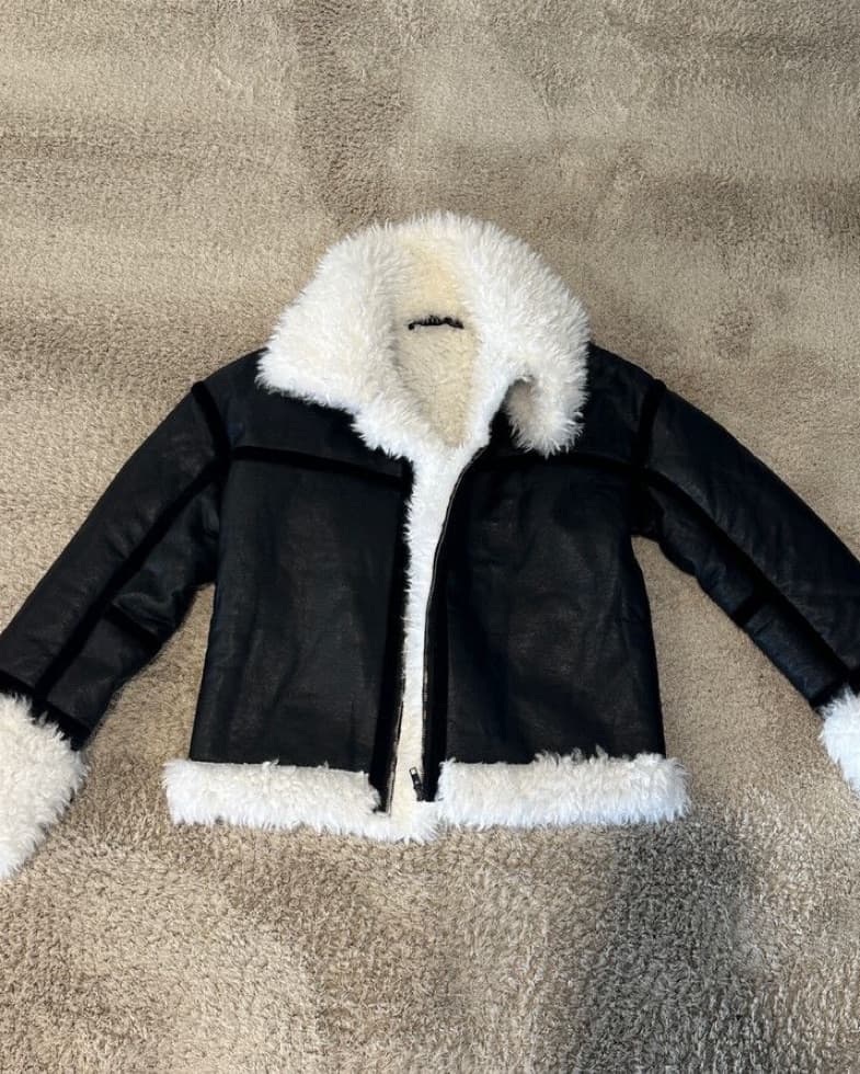 Faux Leather & Shearling Oversize Coat - Image 2