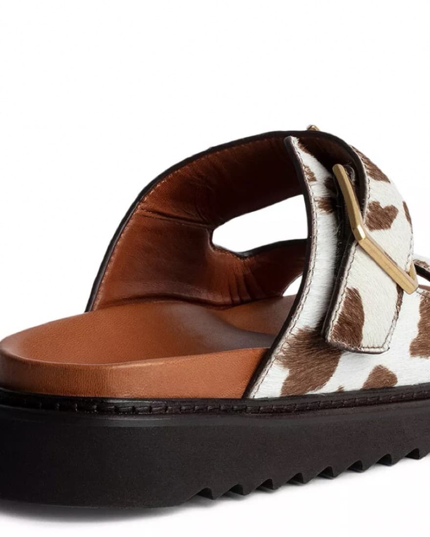 Alpha Cecilia Calf Hair Slide Sandals - Image 4