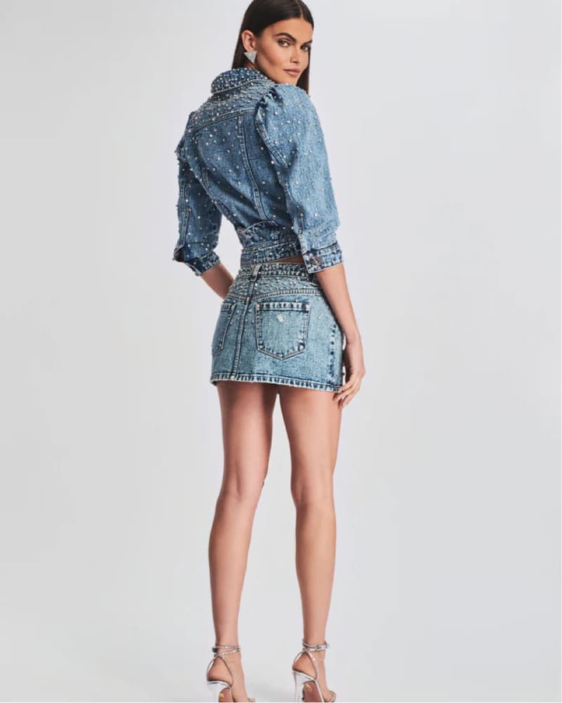 Retrofete Lolita Crystal Denim Skirt - Image 2