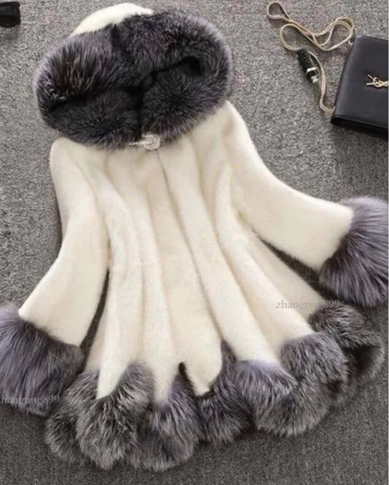 Luxurious Faux Fur-Trimmed Coat - Image 1