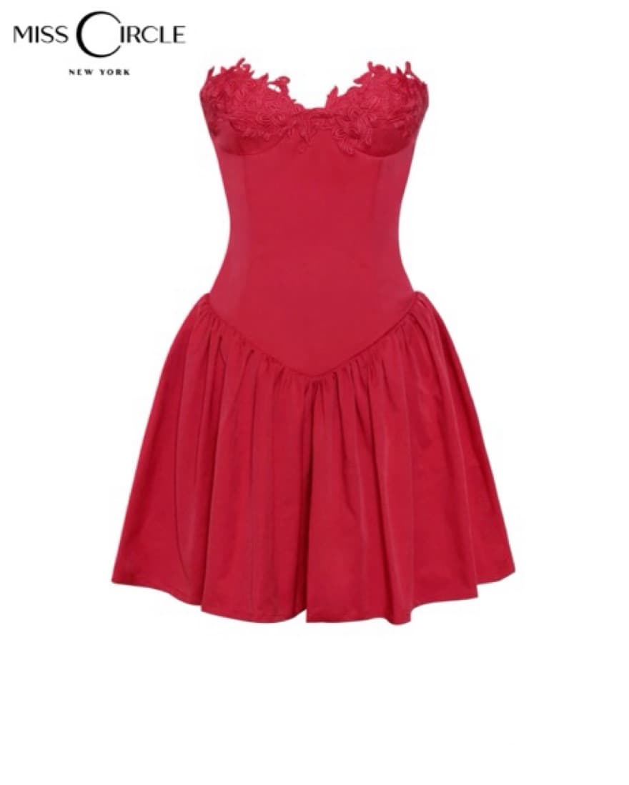 Sacha Red Puffy Mini Dress - Image 3