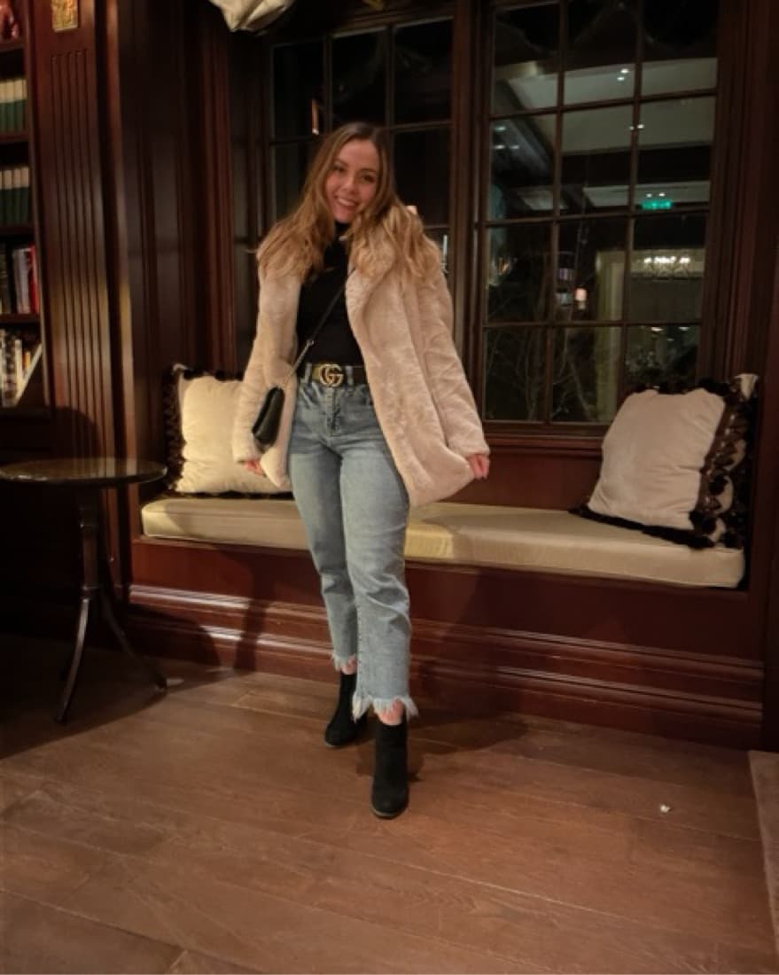 Faux Fur Light Pink/Beige Coat - Image 2