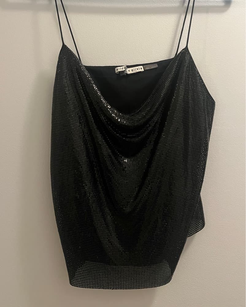 Alice&Olivia Black Harmon Chainmail Top - Image 3